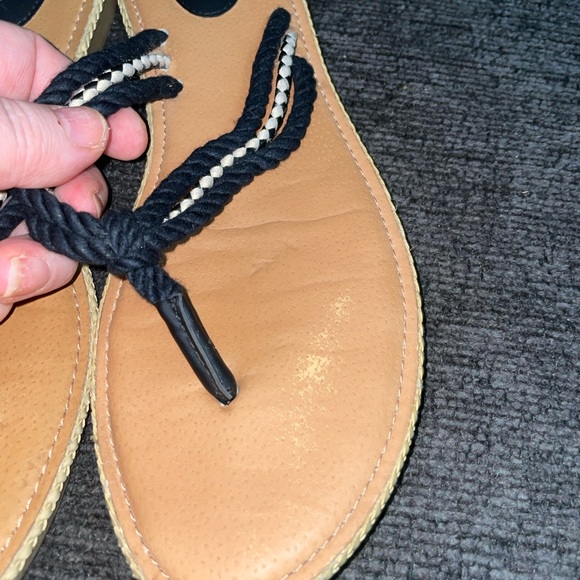 Sperry Black and white Rope Flip Flops Sz 9 - Picture 5 of 7